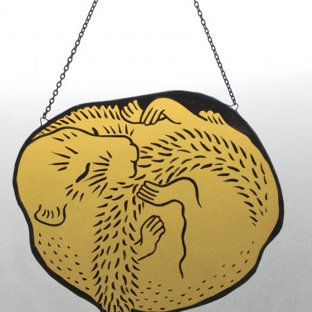 Stained glass harvest mouse sun catcher