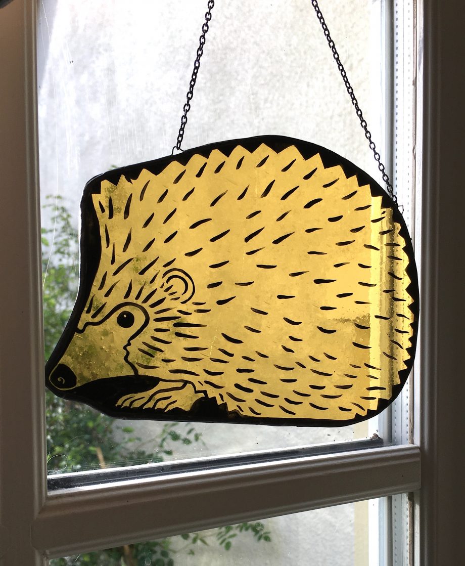 Stained glass hedgehog sun catcher