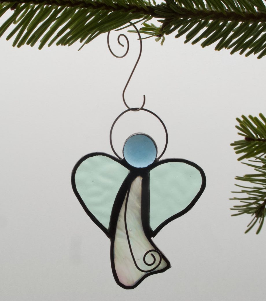 Light blue stained glass angel