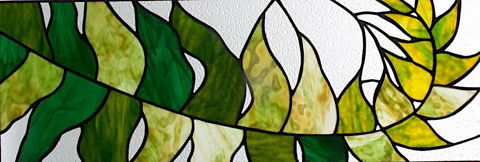 Fern stained glass transom