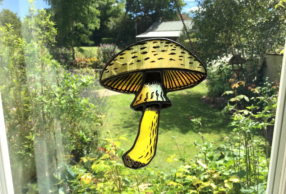 Stained glass flat topped mushroom