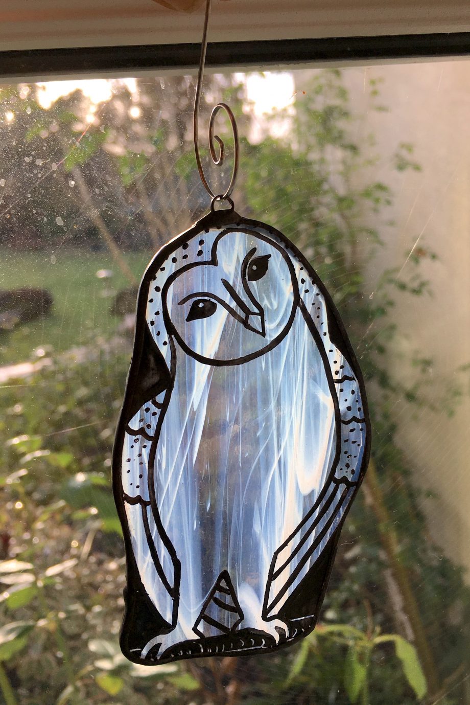 Stained glass barn owl Christmas tree decoration
