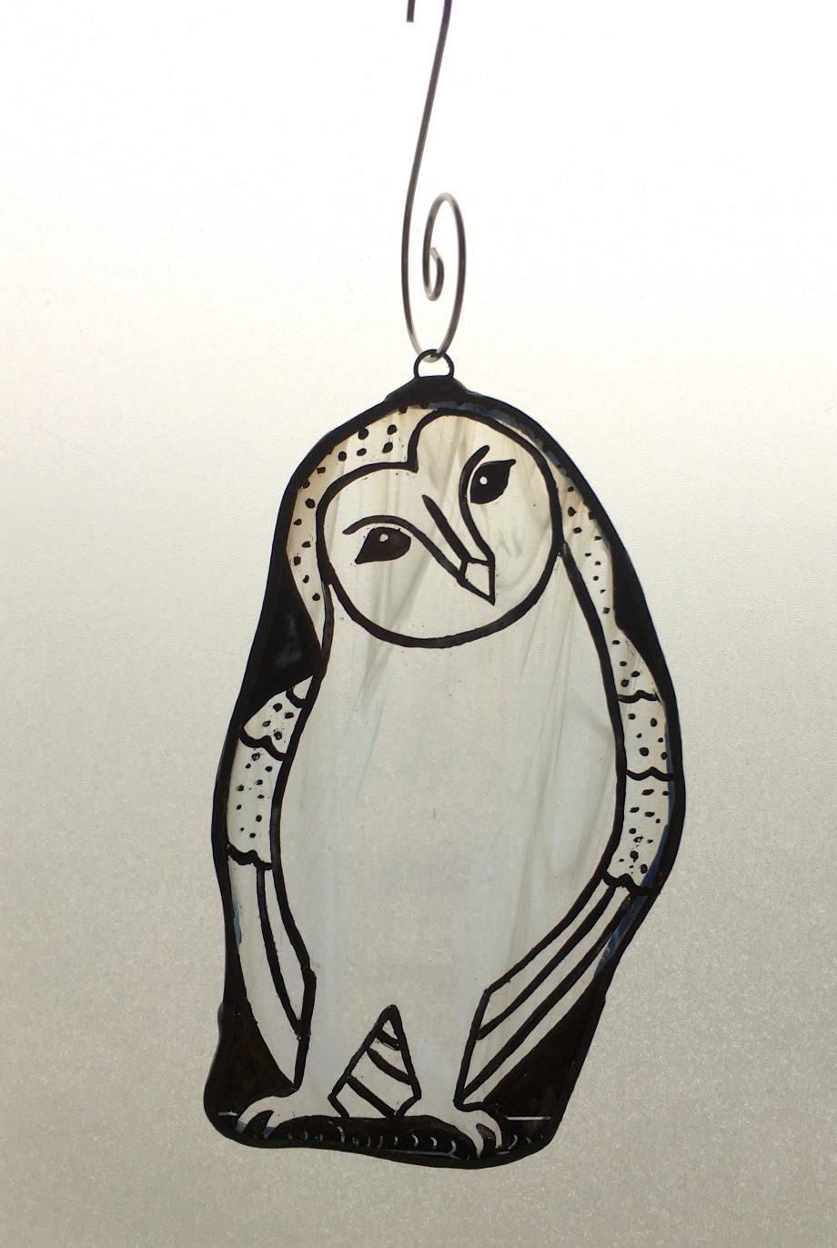 Barn owl stained glass Christmas tree decoration