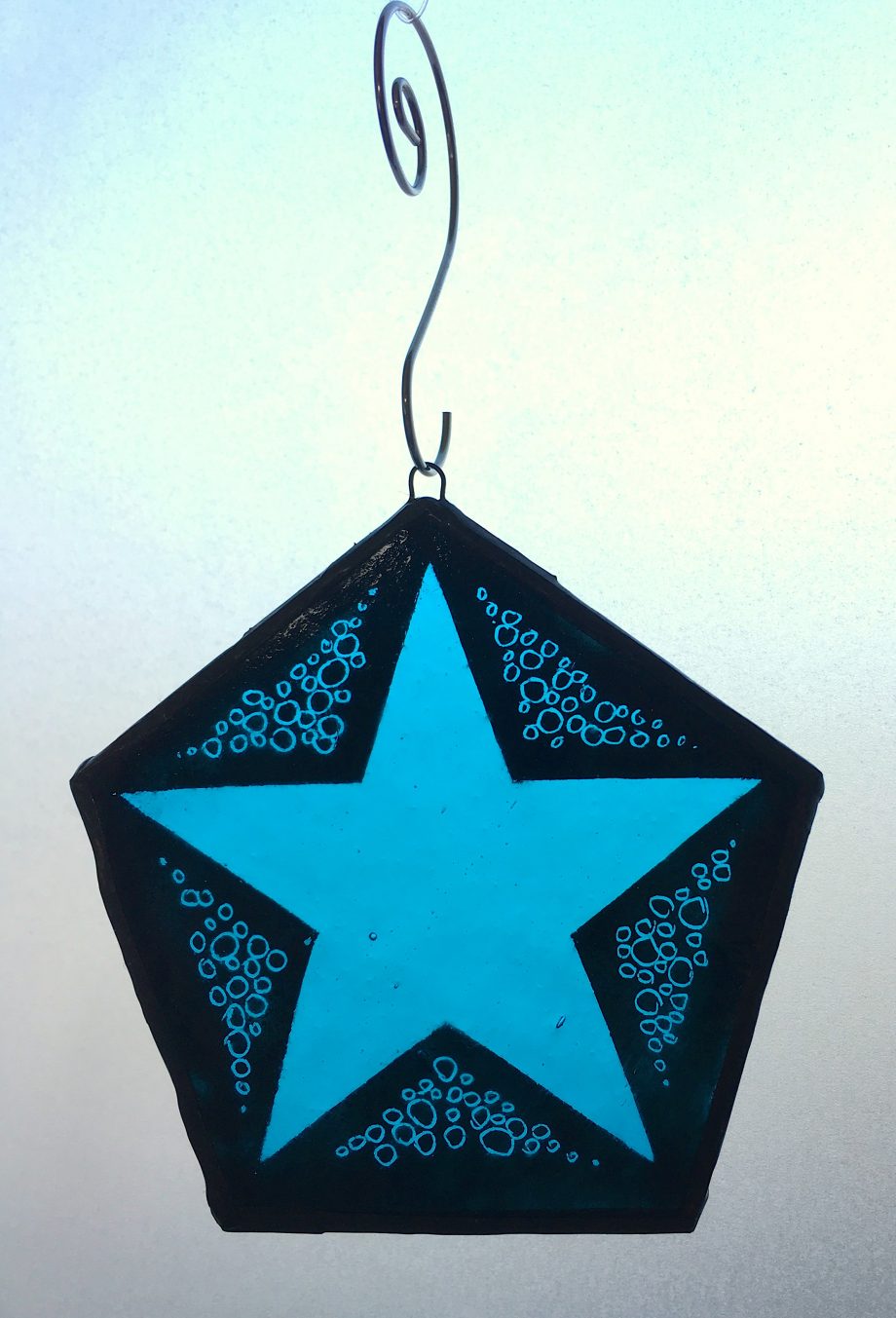 Blue star stained glass Christmas tree decoration