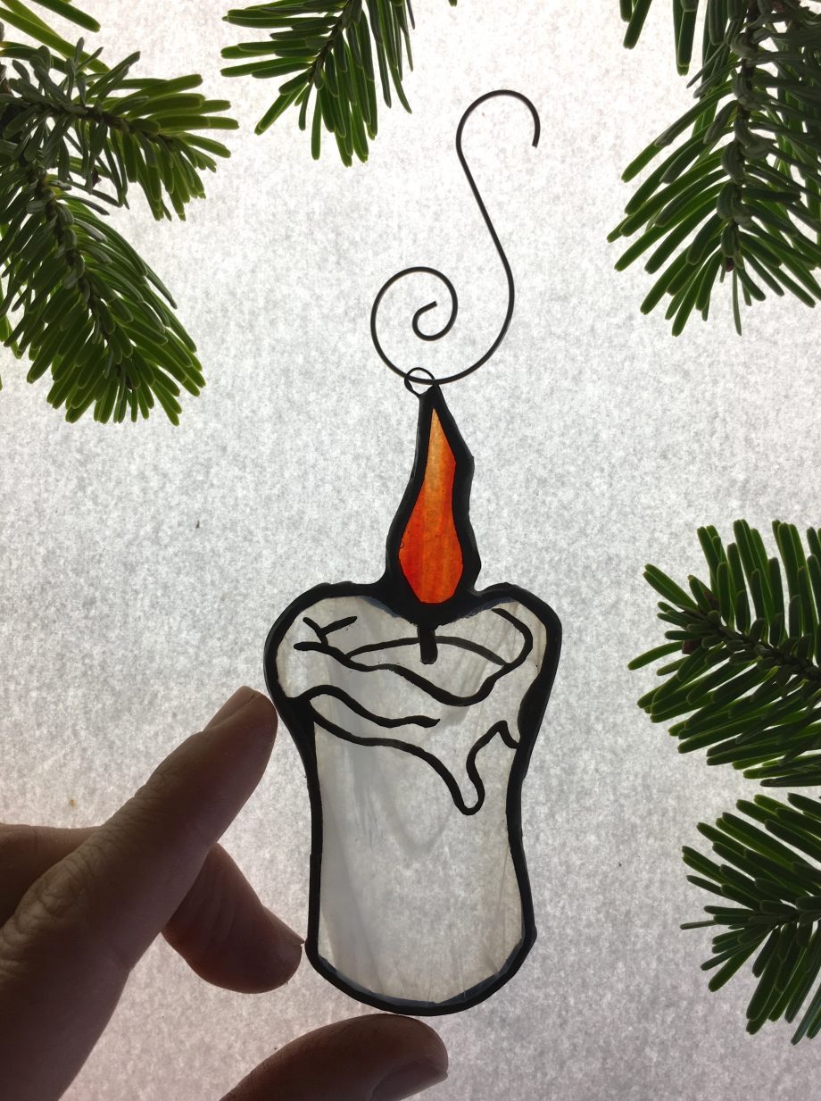 Stained glass Christmas candle tree decoration