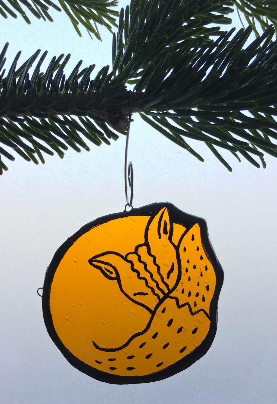 Stained glass fox Christmas tree decoration