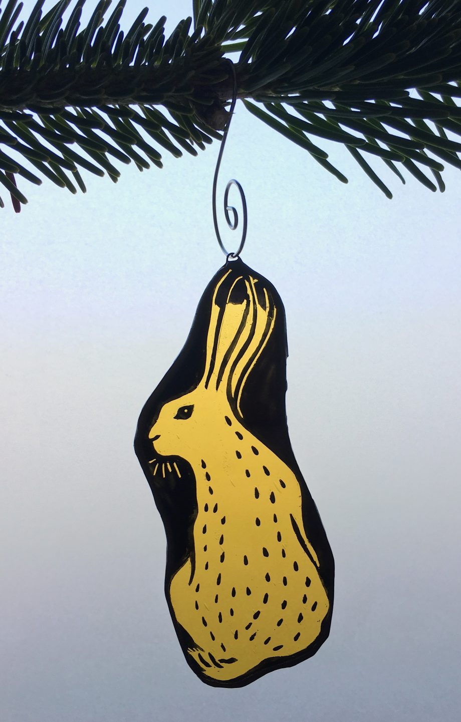Hare stained glass Christmas tree decoration