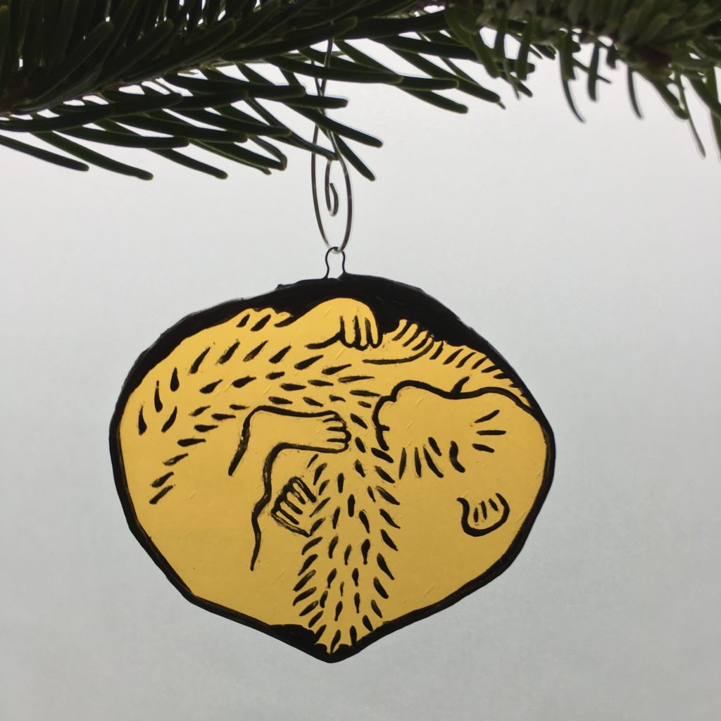 Stained glass harvest mouse Christmas tree decoration