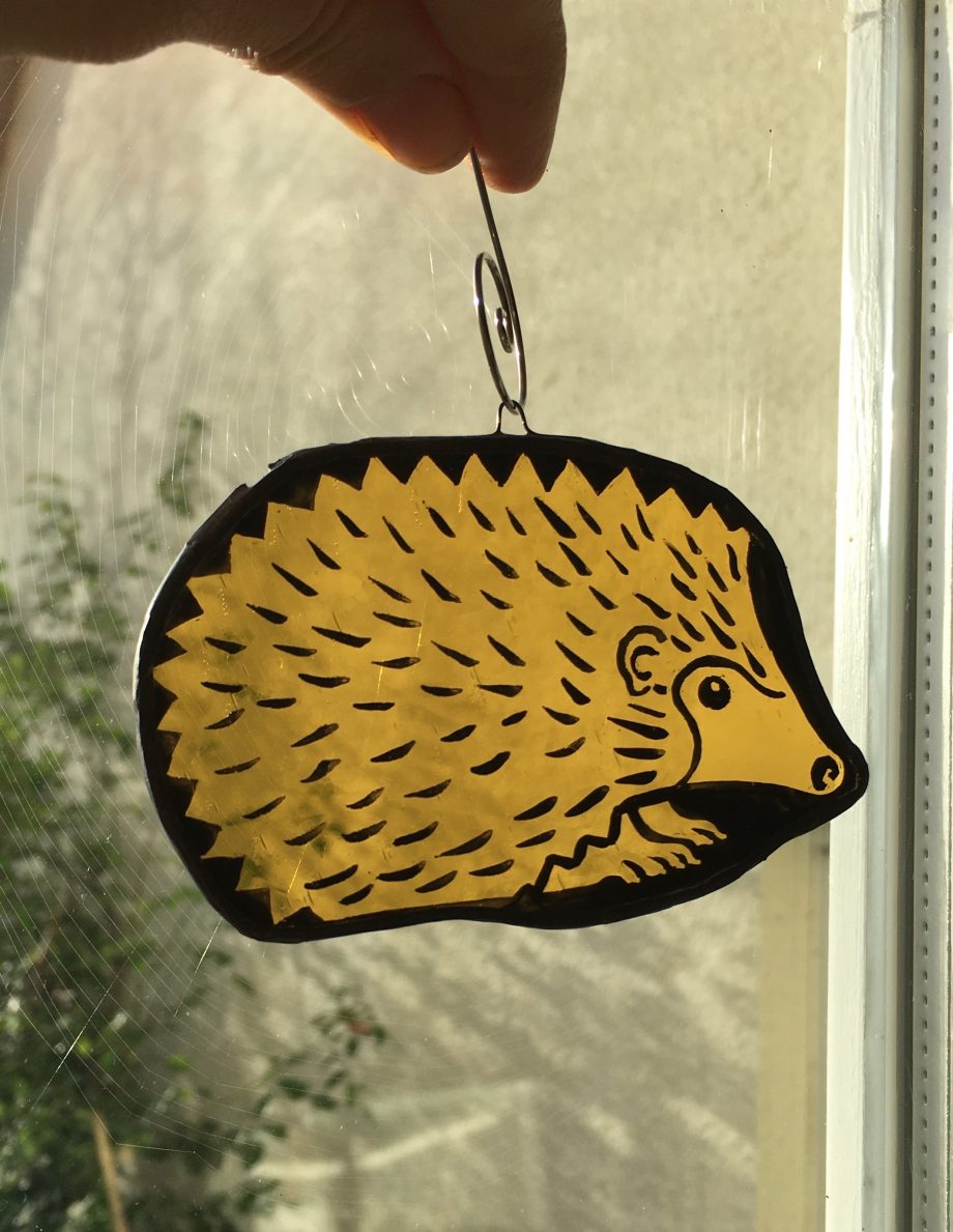 Stained glass hedgehog Christmas tree decoration