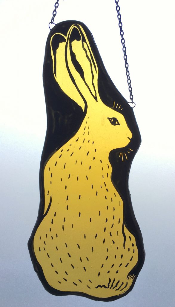 Stained glass hare sun catcher