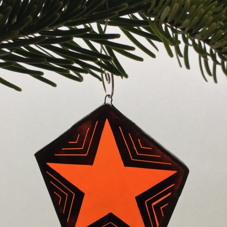 Orange star stained glass Christmas tree decoration