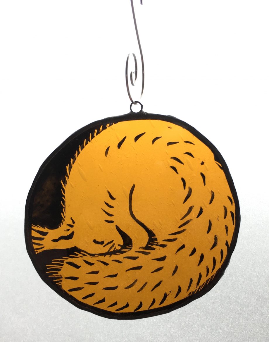 Red squirrel stained glass Christmas tree decoration
