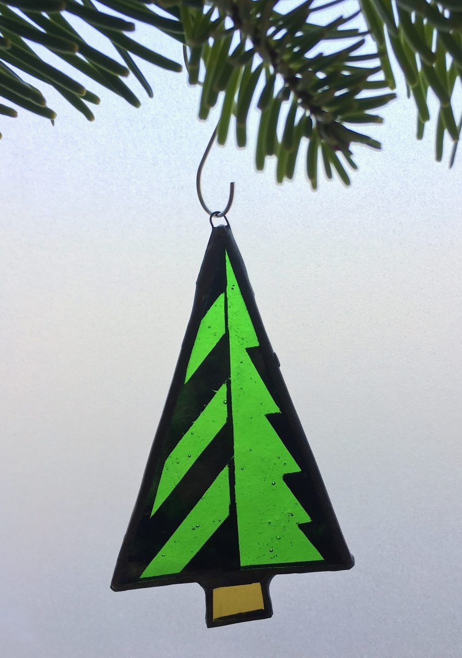 Stained glass geometric Christmas tree decoration