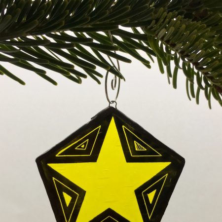 Yellow star stained glass Christmas tree decoration