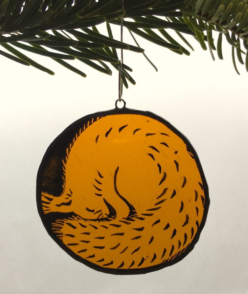 Red squirrel stained glass Christmas tree decoration