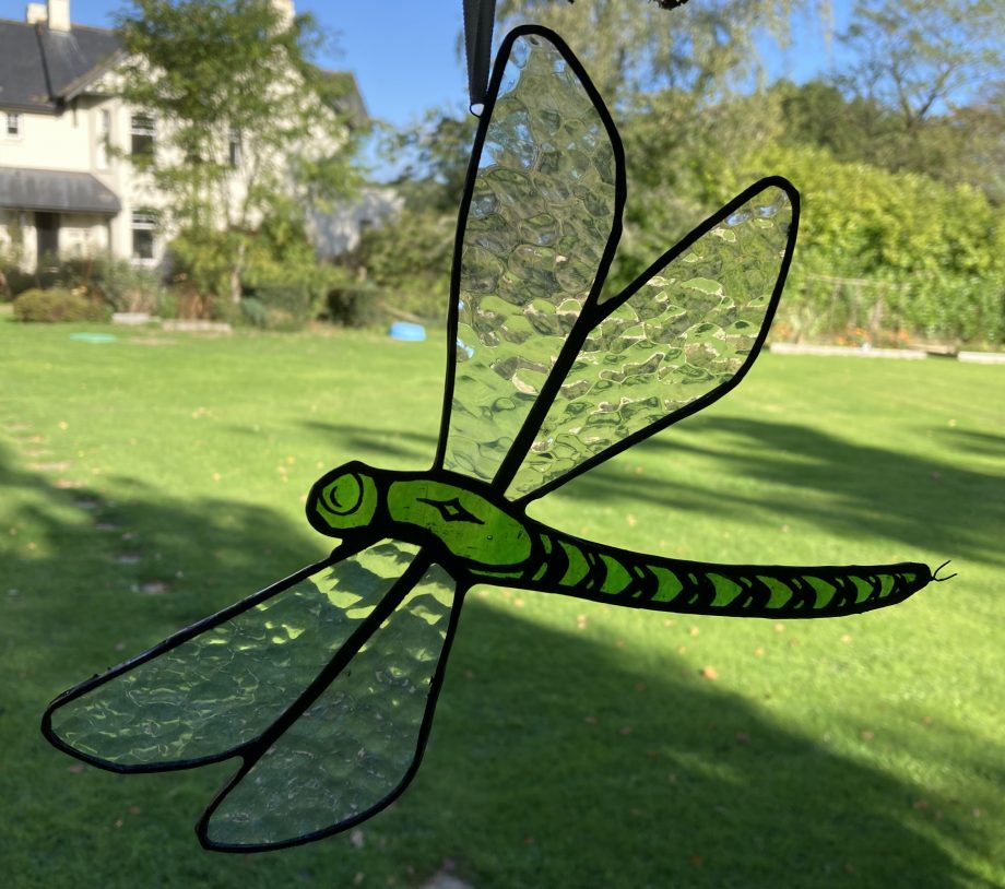 Stained glass green dragonfly sunctacher
