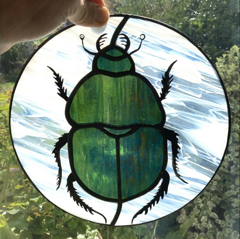 Stained glass beetle sun catcher