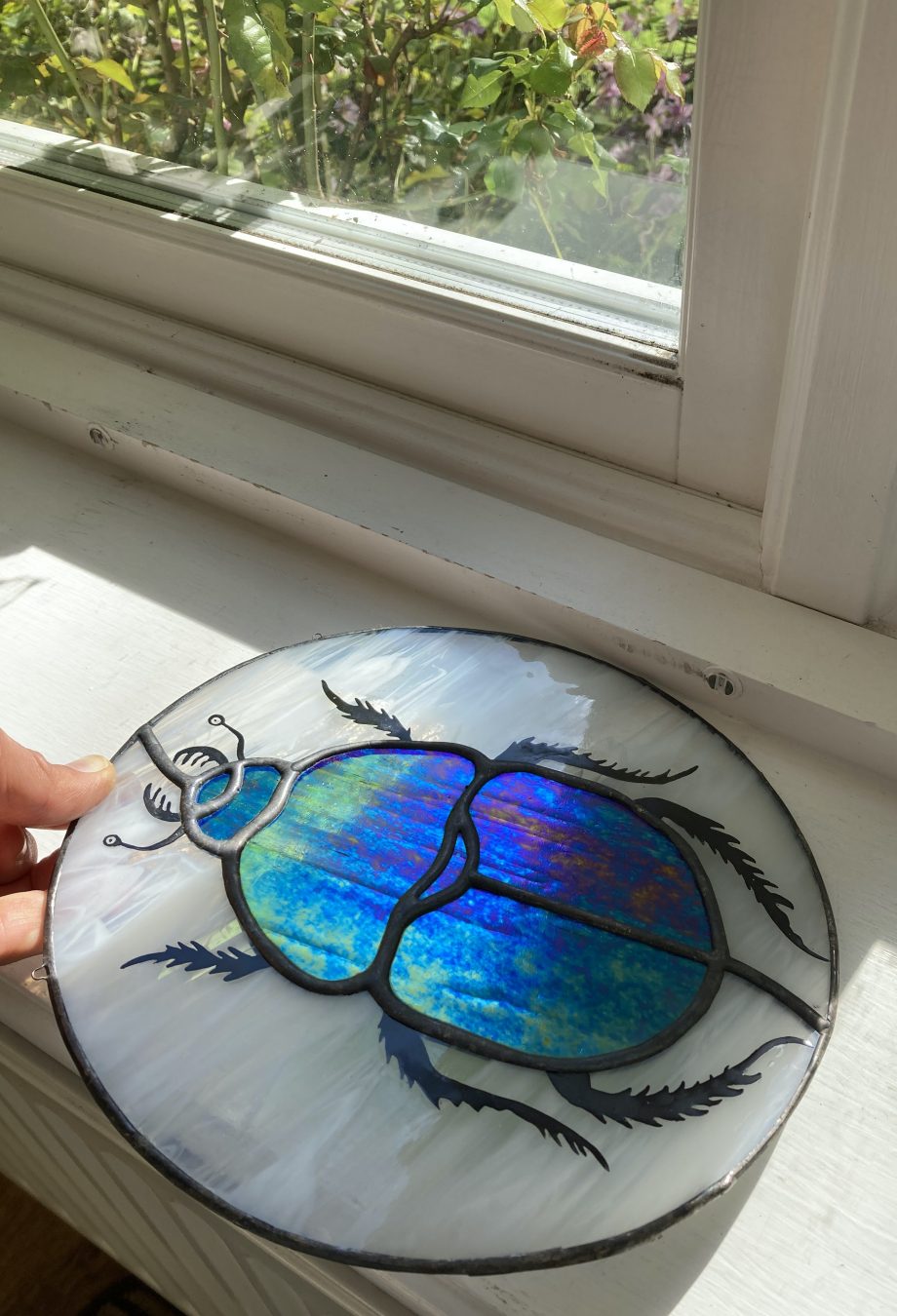 Scarab stained glass beetle